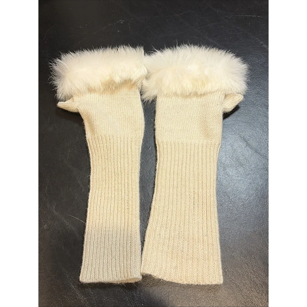 Women Fingerless‎ Gloves Faux Fur Knitted Fall Winter Warmer Wrist